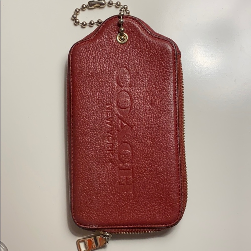 Coach Red Leather Keychain Wallet